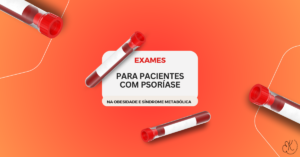 Tubos de sangue ilustrando exames laboratoriais para pacientes com psoríase, obesidade e síndrome metabólica