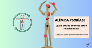 Ilustração de corpo humano destacando órgãos e articulações afetados por doenças associadas à psoríase